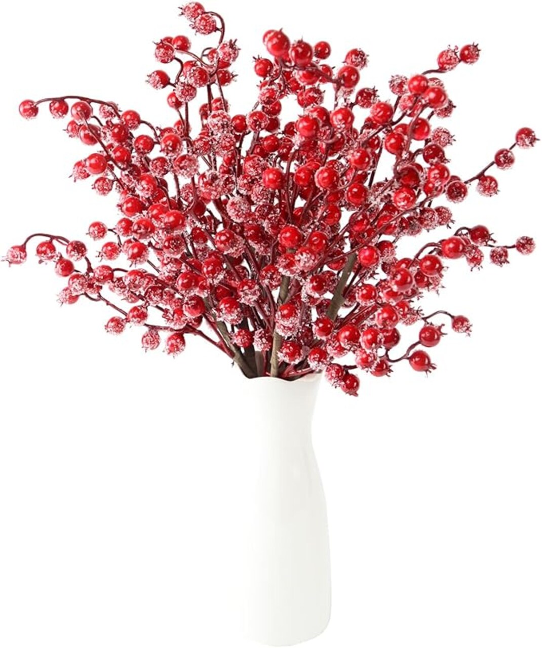 6 Pack 17" Long Artificial Snowy Christmas Red Berries Red Berry Picks Winter Holly Berry Branches for Christmas Tree Fillers DIY Crafts Floral Arrangements Holiday Vase Decor